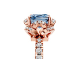 Rose gold Fancy Blue Asscher  Halo Diamond Pave Band Ring with Four-Prong Setting_20