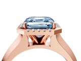 Rose gold Fancy Blue Asscher  Halo Diamond Ring with Cathedral Band and Four-Prong Setting_86