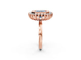 Rose gold Fancy Blue Asscher  Halo Diamond Ring with Milgrain Edge and Round Prong Setting_79