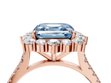 Rose gold Fancy Blue Asscher  Halo Diamond Ring with Pavé Band and Prong Setting_21