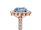 Rose gold Fancy Blue Asscher  Halo Diamond Ring with Pavé Band and Prong Setting_22