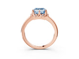 Rose gold Fancy Blue Asscher  Halo Diamond Ring with Round Cluster Setting, Solitaire Band, and Four-Prong Setting_32