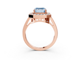 Rose gold Fancy Blue Asscher  Halo Diamond Ring with Split Shank and Four-Prong Setting_3