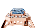 Rose gold Fancy Blue Asscher  Halo Diamond Ring with Split Shank and Four-Prong Setting_4