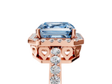 Rose gold Fancy Blue Asscher  Halo Diamond Solitaire with Pavé Band and Four-Prong Setting_22