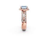 Rose gold Fancy Blue Asscher  Halo Diamond Split Shank Engagement Ring with Prong Setting_65