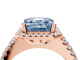 Rose gold Fancy Blue Asscher  Halo Diamond Split Shank Engagement Ring with Prong Setting_67