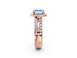 Rose gold Fancy Blue Asscher  Halo Diamond Split Shank Engagement Ring with Prong Setting_77
