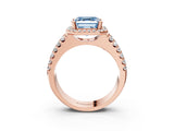 Rose gold Fancy Blue Asscher  Halo Diamond Split Shank Engagement Ring with Prong Setting_78
