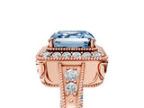 Rose gold Fancy Blue Asscher  Halo Diamond Split Shank Ring with Milgrain Detail_34