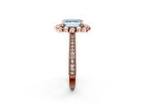 Rose gold Fancy Blue Asscher  Halo Milgrain Pave Diamond Ring with Four-Prong Setting 3