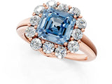 Rose gold Fancy Blue Asscher  Halo Milgrain Solitaire with Bezel Set Side Stones and Pave Band_33