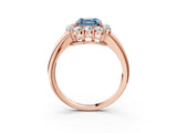 Rose gold Fancy Blue Asscher  Halo Milgrain Solitaire with Bezel Set Side Stones and Pave Band_35