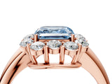 Rose gold Fancy Blue Asscher  Halo Milgrain Solitaire with Bezel Set Side Stones and Pave Band_36