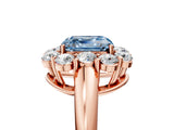 Rose gold Fancy Blue Asscher  Halo Milgrain Solitaire with Bezel Set Side Stones and Pave Band_37