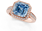 Rose gold Fancy Blue Asscher  Halo Pavé Diamond Engagement Ring with Bezel Setting_1