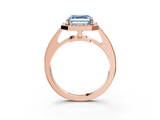 Rose gold Fancy Blue Asscher  Halo Pavé Diamond Engagement Ring with Bezel Setting_3