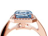 Rose gold Fancy Blue Asscher  Halo Pavé Diamond Engagement Ring with Bezel Setting_4