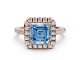 Rose gold Fancy Blue Asscher  Halo Pavé Diamond Engagement Ring with Four-Prong Setting_3