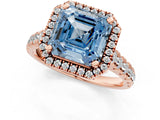 Rose gold Fancy Blue Asscher  Halo Pavé Diamond Engagement Ring with Four-Prong Setting_32