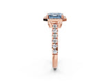 Rose gold Fancy Blue Asscher  Halo Pavé Diamond Engagement Ring with Four-Prong Setting_33