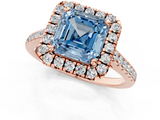 Rose gold Fancy Blue Asscher  Halo Pavé Diamond Engagement Ring with Four-Prong Setting_4