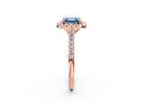 Rose gold Fancy Blue Asscher  Halo Pavé Diamond Engagement Ring with Four-Prong Setting_5
