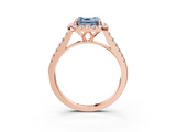 Rose gold Fancy Blue Asscher  Halo Pavé Diamond Engagement Ring with Four-Prong Setting_6