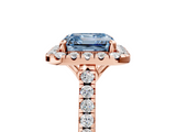 Rose gold Fancy Blue Asscher  Halo Pavé Diamond Engagement Ring with Four-Prong Setting_8