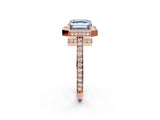 Rose gold Fancy Blue Asscher  Halo Pave Band Solitaire Ring with Prong Setting_48