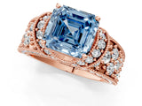 Rose gold Fancy Blue Asscher  Halo Pave Diamond Engagement Ring with Milgrain Detailing_48