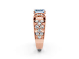 Rose gold Fancy Blue Asscher  Halo Pave Diamond Engagement Ring with Milgrain Detailing_49