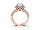 Rose gold Fancy Blue Asscher  Halo Pave Diamond Engagement Ring with Milgrain Detailing_50