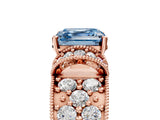 Rose gold Fancy Blue Asscher  Halo Pave Diamond Engagement Ring with Milgrain Detailing_52