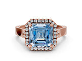 Rose gold Fancy Blue Asscher  Halo Pave Split Shank Prong Setting Ring_75