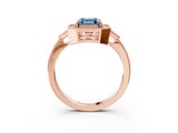 Rose gold Fancy Blue Asscher  Halo Round Diamond Milgrain Pave Engagement Ring_6