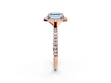 Rose gold Fancy Blue Asscher  Halo Round Diamond Pavé Band Four-Prong Ring_5