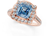 Rose gold Fancy Blue Asscher  Halo Round Diamond Pave Band with Four-Prong Setting_70