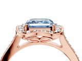 Rose gold Fancy Blue Asscher  Halo Round Diamond Pave Band with Four-Prong Setting_73