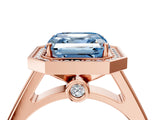 Rose gold Fancy Blue Asscher  Halo Solitaire Diamond Ring with Pave Band and Bezel Setting_50