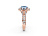 Rose gold Fancy Blue Asscher  Halo Split Shank Diamond Engagement Ring with Pave Band and Four-Prong Setting_19