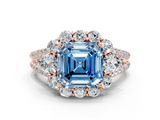 Rose gold Fancy Blue Asscher  Halo Split Shank Diamond Engagement Ring with Prong Setting_17