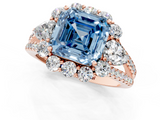 Rose gold Fancy Blue Asscher  Halo Split Shank Diamond Engagement Ring with Prong Setting_18