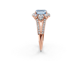 Rose gold Fancy Blue Asscher  Halo Split Shank Diamond Engagement Ring with Prong Setting_19