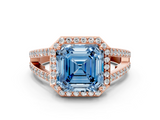 Rose gold Fancy Blue Asscher  Halo Split Shank Diamond Ring with Four-Prong Setting_17