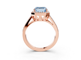 Rose gold Fancy Blue Asscher  Halo Split Shank Diamond Ring with Four-Prong Setting_20