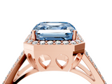 Rose gold Fancy Blue Asscher  Halo Split Shank Diamond Ring with Four-Prong Setting_21