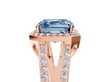Rose gold Fancy Blue Asscher  Halo Split Shank Diamond Ring with Four-Prong Setting_22