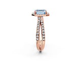 Rose gold Fancy Blue Asscher  Halo Split Shank Diamond Ring with Pavé Setting_107