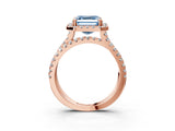 Rose gold Fancy Blue Asscher  Halo Split Shank Diamond Ring with Pavé Setting_108
